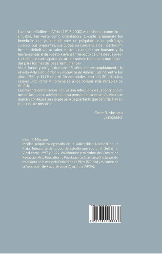 Contratapa de «Escritos escogidos» de Guillermo Vidal